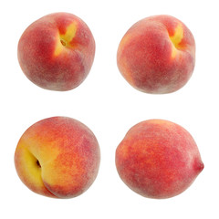 Peaches, isolated on white background.