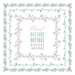 Vector Floral Pattern Brushes with Branches, Plants and Flowers