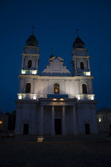 Fototapeta premium Church at night with the inscription 