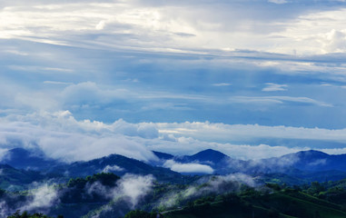 The morning fog Mountain View in Thailand.
