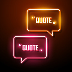 Neon sign speech bubble. Vector illustration.