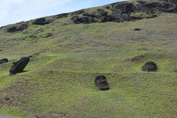 Ranu Raraku (stone quarry) at Easter Island (Rapa Nui)