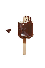 Isolated Chocolate Covered Vanilla Ice Cream