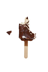 Isolated Eaten Chocolate Covered Vanilla Ice Cream