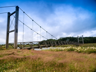 Kong Hans suspension  bridge in Skjern meadows, Denmark © Frankix
