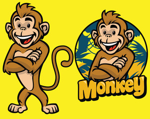 set of cartoon monkey character