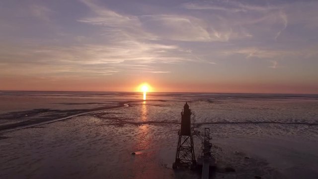 Abendd&auml;mmerung Leuchtturm Eversand