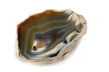 green white agate on white isolated background