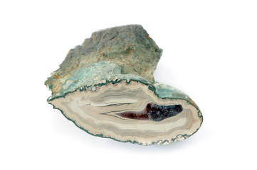 green white agate on white isolated background