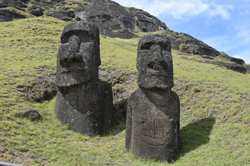 Moai statues at Rano Raraku on Easter Island (Rapa Nui