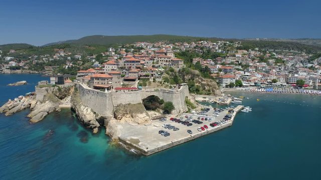 Aerial view of the old city of Ulcinj