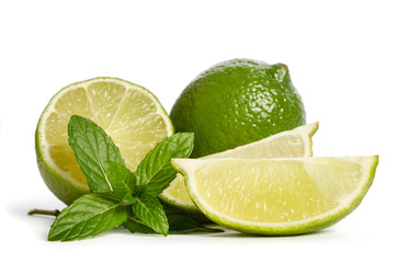 Juicy lime with mint leaves