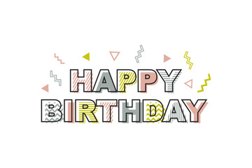 trendy happy birthday lettering in Scandinavian style