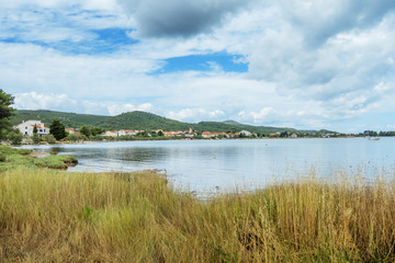 meadow at sea coast in mediteranian city Mrljane at island Pasman