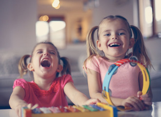 Two little girl at music school.