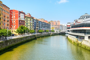 Obraz premium Bilbao old town view on sunny day, Spain