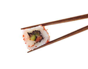 Japanese sushi roll isolated on white background