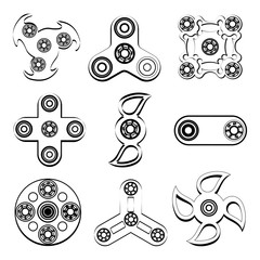 Fidget spinner stress relief toys , silhouette of flat icon.