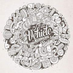 Fototapeta premium Cartoon cute doodles Autumotive illustration