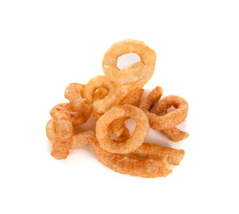Pork rind favorite food in Thailand (Lanna) isolated on white