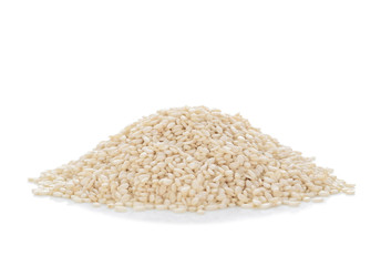 White sesame seeds isolated on white background