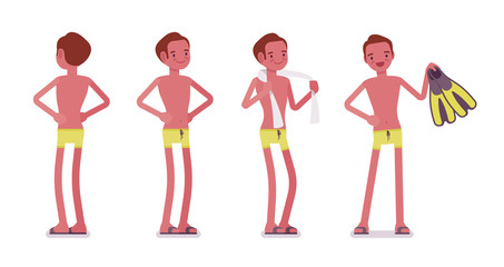 Standing young man with towel and flippers set © andrew_rybalko