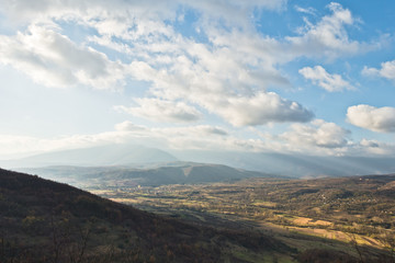 Landscape viewpoint from Svrljiske mountains in east Serbia