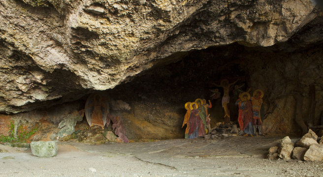 Temple in the rock on the island of Crete