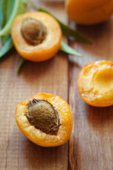 fresh apricot, top view. vertical