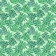 Naklejka na ściany i meble Green leaves Seamless pattern. Llight green vector background for your design.