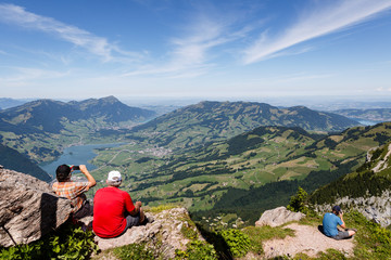 Fototapeta na wymiar Documenting the view from the Grossen Mythen in Switzerland