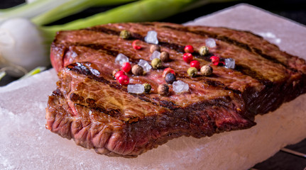 Steak on hot salt stone