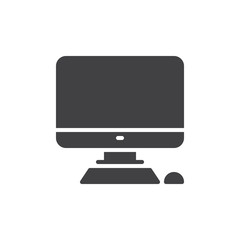 Desktop computer icon vector, filled flat sign, solid pictogram isolated on white. Workplace symbol, logo illustration. Pixel perfect graphics