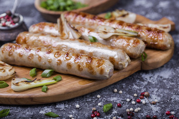 sausages on the grill