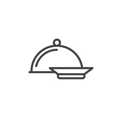 Dinner line icon, outline vector sign, linear style pictogram isolated on white. Food cover and plate symbol, logo illustration. Editable stroke. Pixel perfect graphics