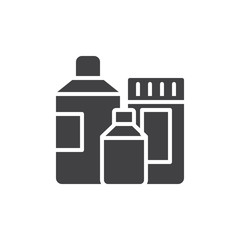 Detergent containers icon vector, filled flat sign, solid pictogram isolated on white. Symbol, logo illustration. Pixel perfect graphics