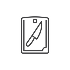 Knife and cutting board line icon, outline vector sign, linear style pictogram isolated on white. Cooking symbol, logo illustration. Editable stroke. Pixel perfect graphics
