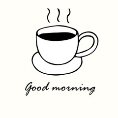 Doodle cup of coffee, Good morning concept. Illustrator vector design.