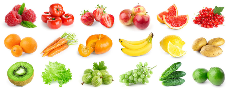 Collection of ripe fruits and vegetables
