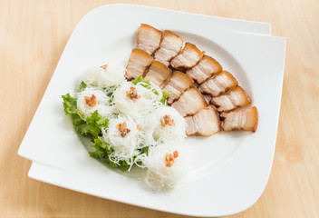 Grilled pork with noodle or Banh hoi (Vietnamese food)