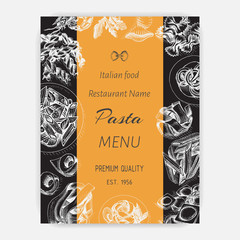 Vector illustration sketch - pasta. Card menu italian restaurant. Banner italan food.
