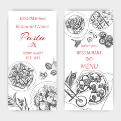 Vector illustration sketch - pasta. Card menu italian restaurant. Banner italan food.
