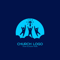 Church logo. Christian symbols. People worship the Lord Jesus Christ
