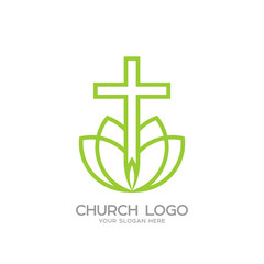 Church logo. Christian symbols. Cross of the Savior Jesus Christ