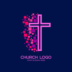 Church logo. Christian symbols. Cross of the Savior Jesus Christ