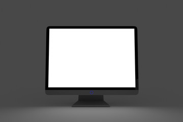 3d render, 3d illustration, lcd monitor with blank display front view