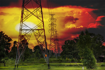 High voltage transmission lines  background.