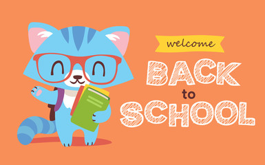 vector welcome back to school nerd cat vector illustration