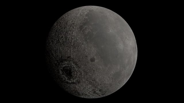 detailed moon rotates in a loop
