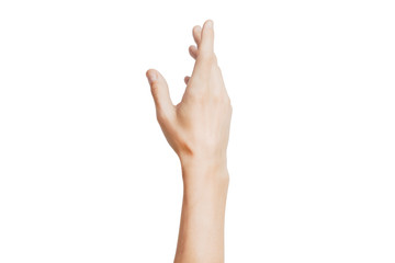 man has beautiful hand isolated on white background.